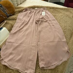 NWT! Upwest Tulip Hem Washable Satin Sleep Pant Women's Pink